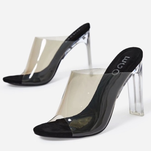clear black mules